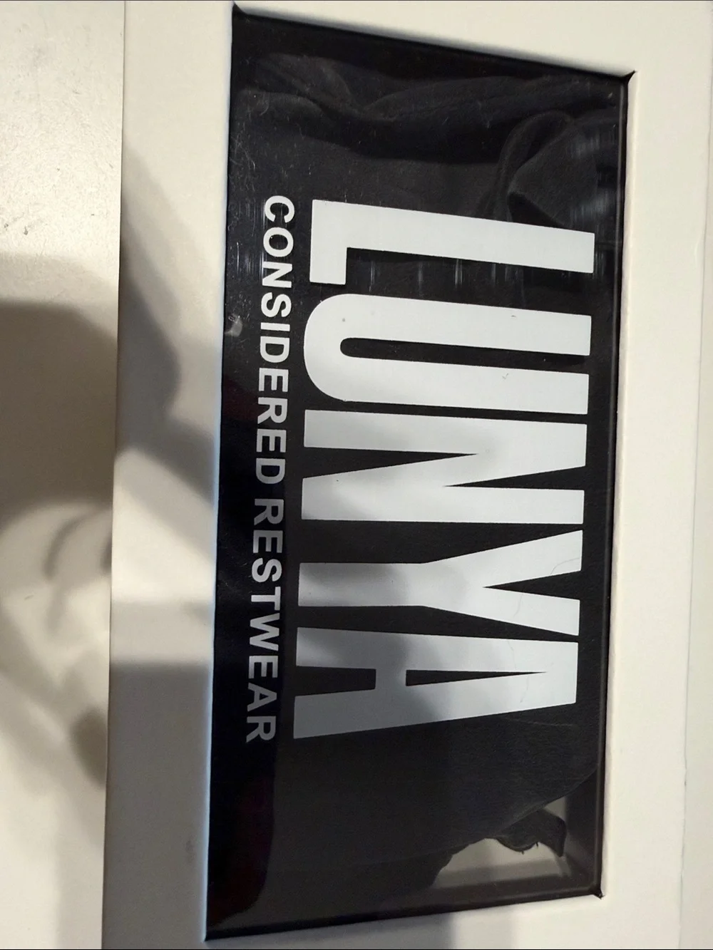 lunya Black Sleep Mask with Matching Pouch and Box